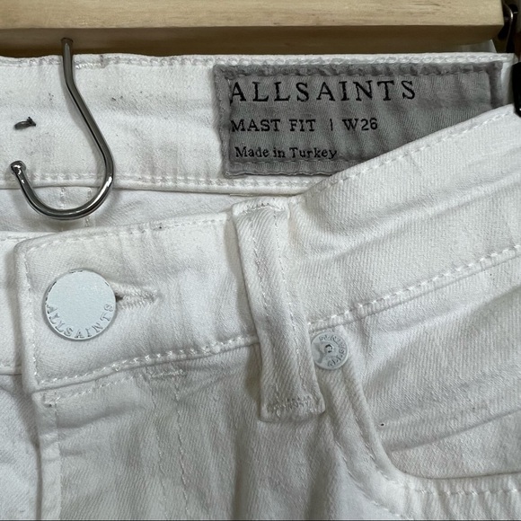 All Saints- Mast Fray Off White Skinny Jeans Size 26 - Picture 4 of 8